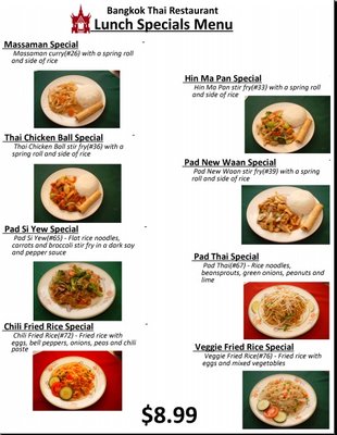 Menu photo 1 Bangkok Thai Restaurant Winnipeg, MB Menu photo 1 Bangkok Thai Restaurant Winnipeg, MB