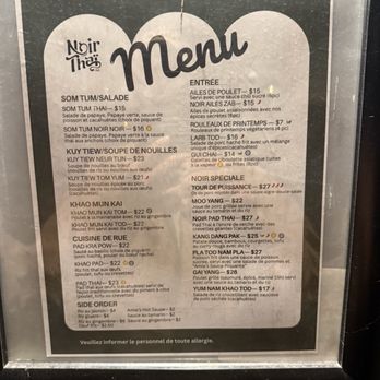 Noir Thai - Photo 2: Menu - Thai Near Me - Montreal, Quebec