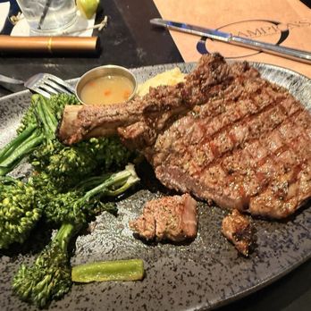 Champions - Rib eye there most expensive thing on the dinner menu. It was good but not worth the $55 - American Near Me - Atlanta, Georgia