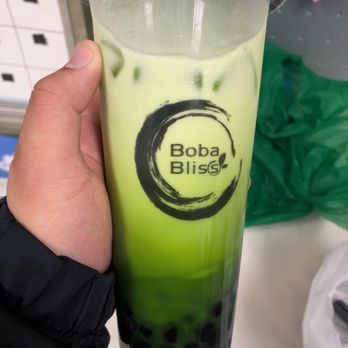 Boba Bliss - Thai Milk Tea - with green tea (added boba) - Bubble Tea Near Me - Dublin, California