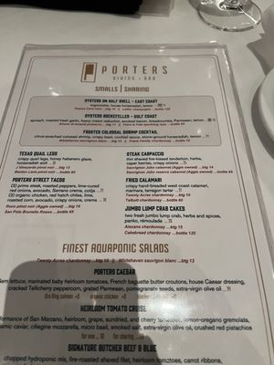 Menu photo 1 Porters Dining + Bar College Station, TX Menu photo 1 Porters Dining + Bar College Station, TX