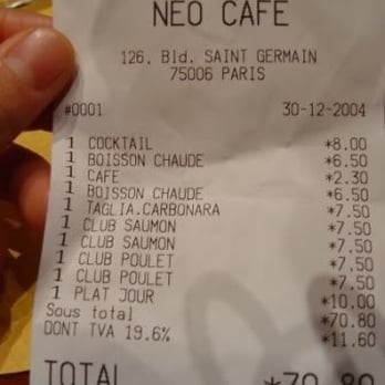 Le Néo Café - Our bill... - French Near Me - Paris, 75