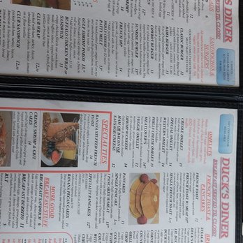 Duck's Diner - a picture of the menu - Diners Near Me - Orange Beach, Alabama