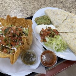 Santa Fe Foods - Taco Salad and chicken quesadillas