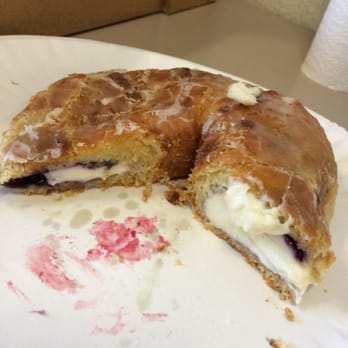 Bear Claw Bakery and Cafe - Inside the blueberry and cream cheese cronut. This was my favorite thing there. - Bakeries Near Me - Pinole, California