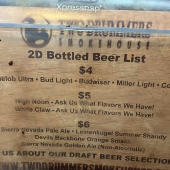 Two Drummers Smokehouse - Beer list on napkin holder - Barbeque Near Me - Toano, Virginia Two Drummers Smokehouse - Beer list on napkin holder - Barbeque Near Me - Toano, Virginia