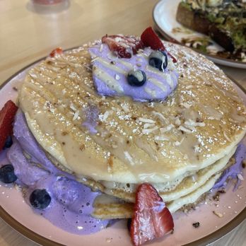 Breezy - Ube Pancake Stack - Breakfast & Brunch Near Me - San Juan Capistrano, California Breezy - Ube Pancake Stack - Breakfast & Brunch Near Me - San Juan Capistrano, California
