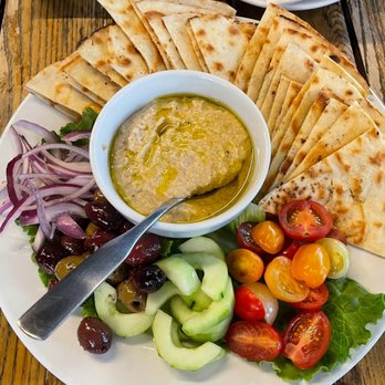 Breakside Brewery - Hummus plate (made vegan by omitting the feta & tzatziki) - American Near Me - Portland, Oregon Breakside Brewery - Hummus plate (made vegan by omitting the feta & tzatziki) - American Near Me - Portland, Oregon