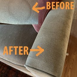 Before & after photos of couch cleaning. Before & after photos of couch cleaning.
