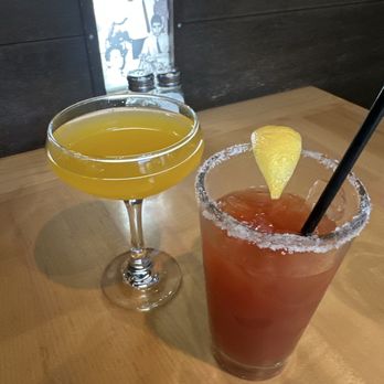 Frankie's Modern Diner - $6 mimosa & bangin bloody mary (not pictured: pickled green bean) - Diners Near Me - Victoria, British Columbia Frankie's Modern Diner - $6 mimosa & bangin bloody mary (not pictured: pickled green bean) - Diners Near Me - Victoria, British Columbia