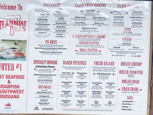 Menu photo 2 Steamboat Bills Lake Charles, LA