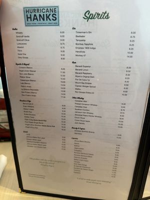 Menu photo 1 Hurricane Hanks Holmes Beach, FL