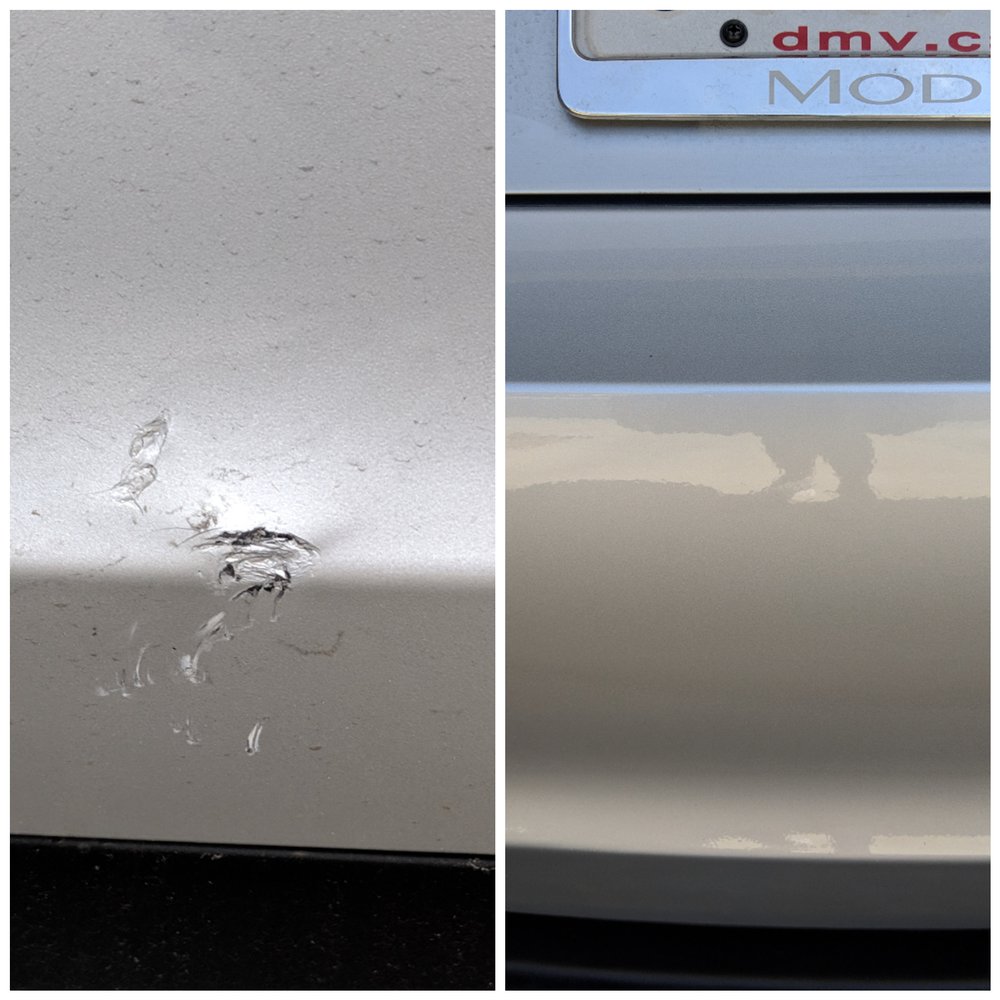 Ding Doctor - Before and after - Tesla Model 3 - Mobile Dent Repair Near Me