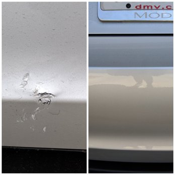 Ding Doctor - Before and after - Tesla Model 3 - Mobile Dent Repair Near Me Ding Doctor - Before and after - Tesla Model 3 - Mobile Dent Repair Near Me
