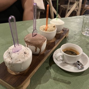 Storico Spaghetteria - gelato flight + 1 shot of espresso - Tuscan Near Me - Tustin, California Storico Spaghetteria - gelato flight + 1 shot of espresso - Tuscan Near Me - Tustin, California