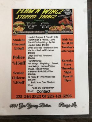 Menu photo 1 Flam'n Wingz & Stuffed Thingz Baton Rouge, LA Menu photo 1 Flam'n Wingz & Stuffed Thingz Baton Rouge, LA