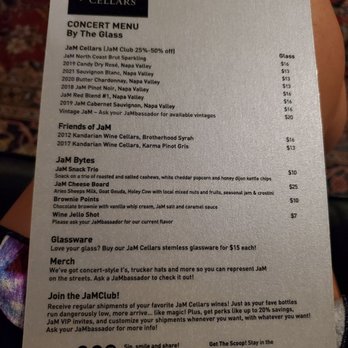 JaM Cellars - Menu - Wine Tasting Room Near Me - Napa, California