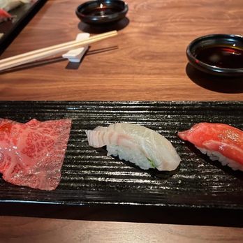 WAKUDA - 6th course - some nigiri. First piece was Waygu beef. Again nothing worth noting. - Japanese Near Me - Las Vegas, Nevada WAKUDA - 6th course - some nigiri. First piece was Waygu beef. Again nothing worth noting. - Japanese Near Me - Las Vegas, Nevada