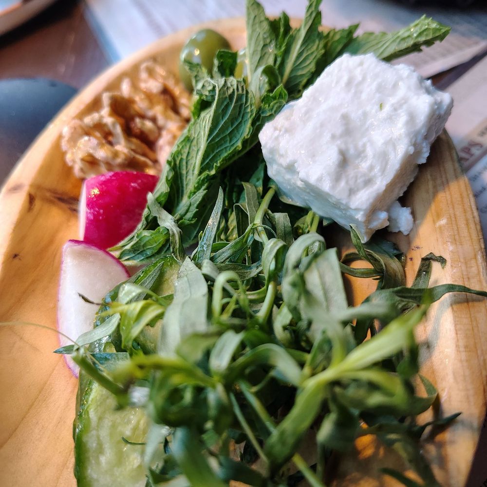 Herbs and nuts cheese plate
