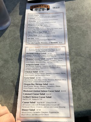 Menu photo 8 Christo's On Alki Seattle, WA