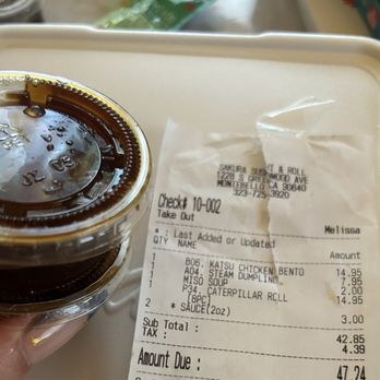 Sakura Sushi & Roll - $3 for 2 sauces for a pick up order not even $1 for both tiny sauces lol - Japanese Near Me - Montebello, California Sakura Sushi & Roll - $3 for 2 sauces for a pick up order not even $1 for both tiny sauces lol - Japanese Near Me - Montebello, California