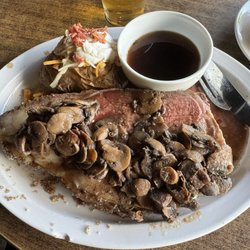 Jaywalker Restaurant - This is the prime rib with the loaded, baked potato.