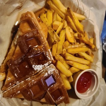 The Point - Chicken Waffle Sliders with beer battered fries - Sports Bars Near Me - Burien, Washington The Point - Chicken Waffle Sliders with beer battered fries - Sports Bars Near Me - Burien, Washington