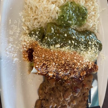 Joyride Taco House - ENCHILADAS veggie, chicken or carne asada served with rice, beans, cotija, salsa verde, guajillo chile enchilada sauce - Tacos Near Me - Phoenix, Arizona