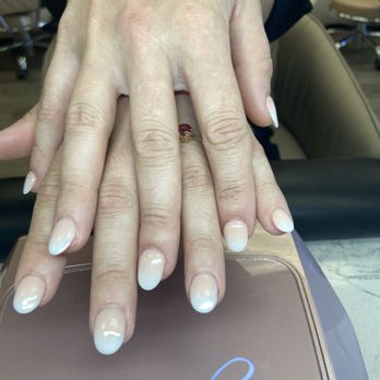Julie's Nails & Spa - Short, rounded shape. Nude to white ombré. Holly did exactly what I wanted. Thank you!! Looking forward to coming back. - Nail Salons Near Me - Roseville, California