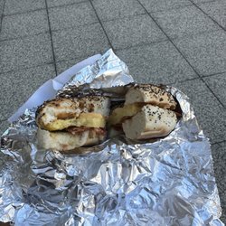 The Bagel Stop - Bacon Egg and Cheese Breakfast Bagel  Egg w/choice of bacon or sausage