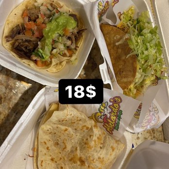 Abelardo's Mexican Fresh - Carnita, chicken, beef taco and a chicken quesadilla. My mouth and pocket was assaulted eating this... - Mexican Near Me - West Des Moines, Iowa