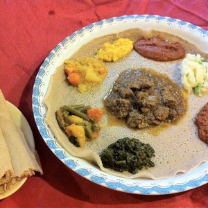 Photo of Meskerem - Washington, DC, United States. Lamb and veggie platter