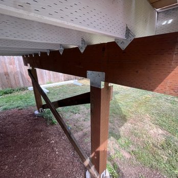 Burrell Construction - Jacked up and redid our deck supports, with all new hardware and bracing - Tiling Near Me Burrell Construction - Jacked up and redid our deck supports, with all new hardware and bracing - Tiling Near Me
