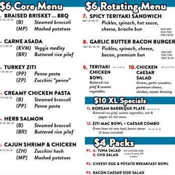 BCG Meals - Main Core Options Menu and various options - Food Delivery Services Near Me - Long Beach, California
