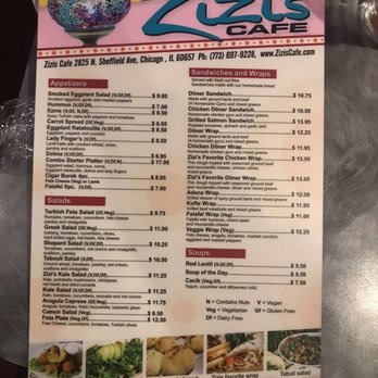 Zizi's Cafe - Menu - Mediterranean Near Me - Chicago, Illinois