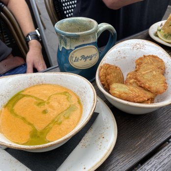 Le Papagayo - Lobster Bisque and Potato Cakes - Breakfast & Brunch Near Me - Encinitas, California Le Papagayo - Lobster Bisque and Potato Cakes - Breakfast & Brunch Near Me - Encinitas, California