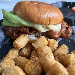 Wing King Cafe - Angry Chicken Sandwich and Tater Tots