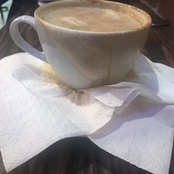 Cafe Sofia - Disgusting way to serve coffee. The lady did such a bad job and didn't even clean it up. Just put napkins on the plate - Coffee & Tea Near Me - West Hartford, Connecticut