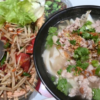 Bhan Thai Lao Kitchen - Chicken niidle soup. Bomb papaya salad - Thai Near Me - Vacaville, California