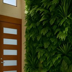 EZ Auction - Our front entrance. Our door, window, materials for this vertical greenery, and floors purchased through EZ Auction.