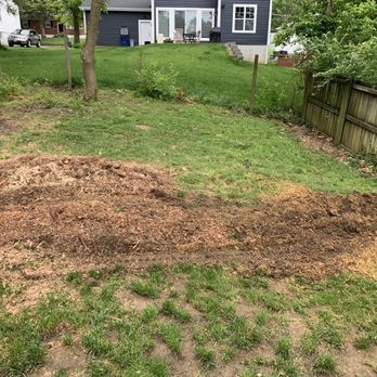Maxima's Tree Service - Final result with stumps ground to nothing. Entire area will be leveled tomorrow and prepped for deck and new sod! - Tree Services Near Me - St. Louis, Missouri