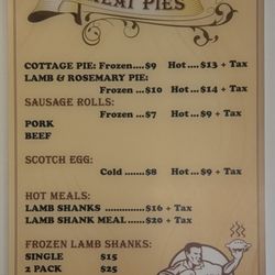 Oscar's Meat pies - Menu