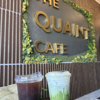 The Quaint Cafe - Iced Americano + Oat Matcha w cream top - Coffee & Tea Near Me - Torrance, California