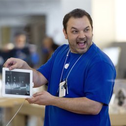 Watch me talk to my Apple co-workers while you stand there for 25 min like an ass clown! Watch me talk to my Apple co-workers while you stand there for 25 min like an ass clown!
