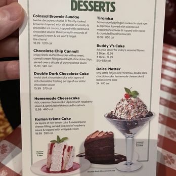 Buca di Beppo Italian Restaurant - Desserts menu. - Italian Near Me - San Diego, California Buca di Beppo Italian Restaurant - Desserts menu. - Italian Near Me - San Diego, California