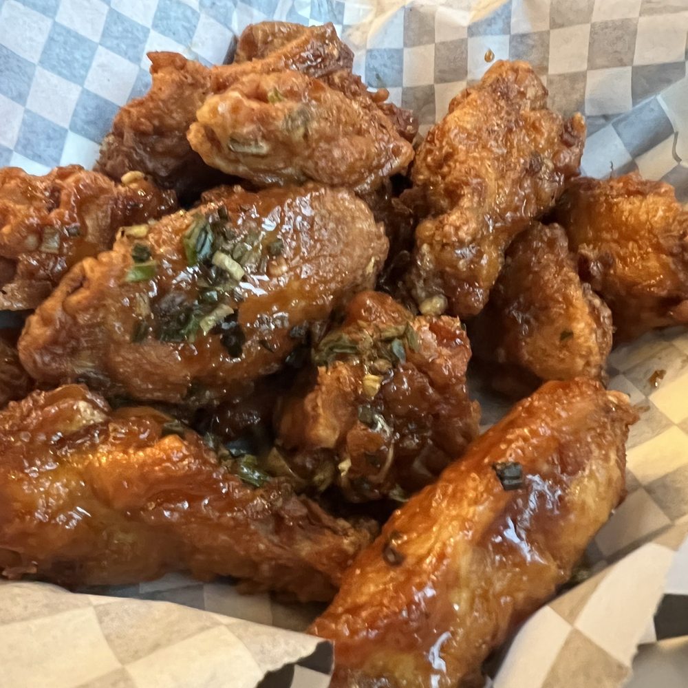 Mono Mono Korean Fried Chicken - Signature wings: half teriyaki soy half garlic soy - Korean Near Me - Denver, Colorado Mono Mono Korean Fried Chicken - Signature wings: half teriyaki soy half garlic soy - Korean Near Me - Denver, Colorado
