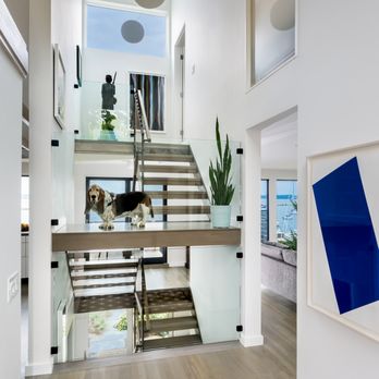 Red House Design Build - Custom modern staircase built in this waterfront home in RI. - General Contractors Near Me - Providence, Rhode Island