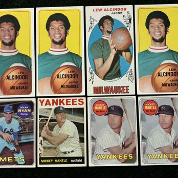 Throwback Sports Cards - Topps baseball and basketball collection purchased in Ypsilanti, MI, featuring 5 Lew Alcindors and 4 Mickey Mantles! - Hobby Shops Near Me Throwback Sports Cards - Topps baseball and basketball collection purchased in Ypsilanti, MI, featuring 5 Lew Alcindors and 4 Mickey Mantles! - Hobby Shops Near Me