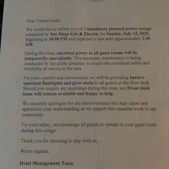 Best Western Plus Island Palms Hotel & Marina - They knew six days beforehand and elected to not let people know beforehand. - San Diego, CA