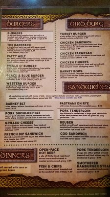 Menu photo 1 Old Barney's Warrensburg, MO